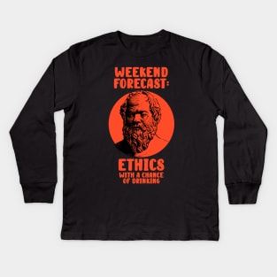 Socrates Philosophy Ethics - Weekend Forecast Kids Long Sleeve T-Shirt
